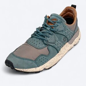 Flower Mountain Yamano Teal Gray Leather Suede Sneakers Mens 10 Walking